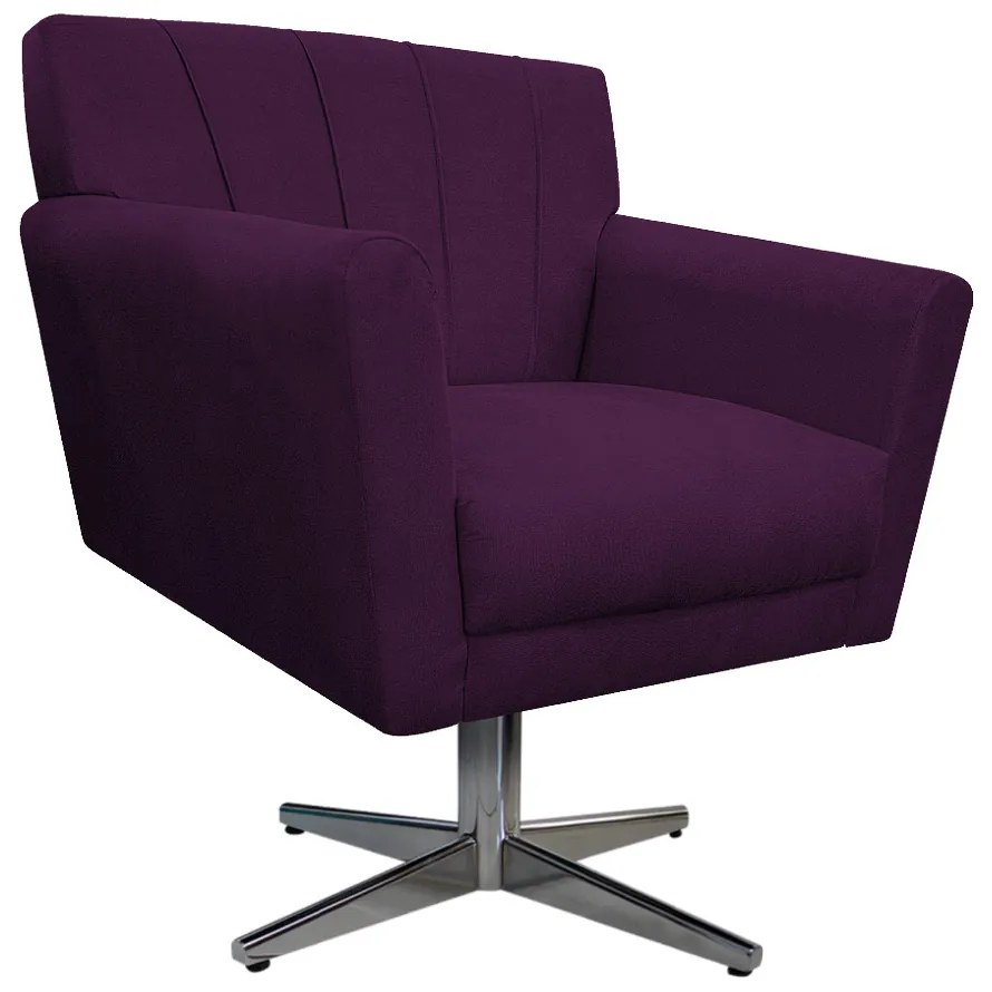 Poltrona Laura Base Giratória de Metal Suede Roxo - ADJ Decor