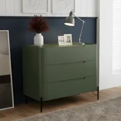 Cômoda Quarto 97cm Solteiro 3 Gavetas Becca Musgo/Preto I06 - Mpozenat