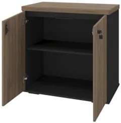 Balcão Para Escritório 74cm 2 Portas Rayly Nogal/Preto A06 - Mpozenato