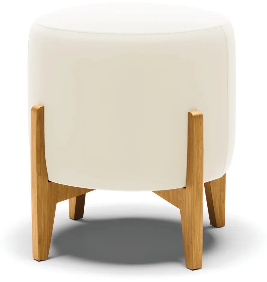 Poltrona com Puff Base de Madeira Stella Veludo Bege D03 - D'Rossi