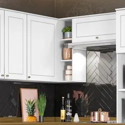 Armário Aéreo de Canto Reto 1 Porta 3 Nichos 100% MDF Americana Branco