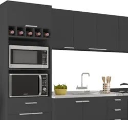 Armário de Cozinha CP05 Com Pia 120cm Pérola Z34 Preto      - Mpozenat