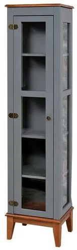 Cristaleira Remy 1 Porta cor Cinza com Base Amêndoa 180 cm - 60757 Sun House