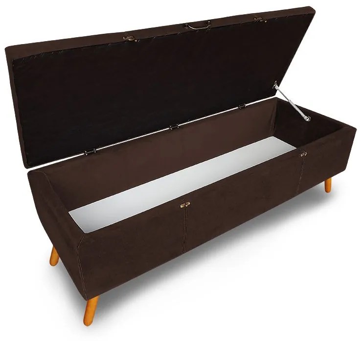 Calçadeira Baú Queen 160cm Caribe Pés Palito Suede Marrom - Sheep Estofados - Marrom