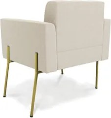 Poltrona Para Sala Pé Metal Dourado Kit 2 Ana Bouclé Bege - Ibiza