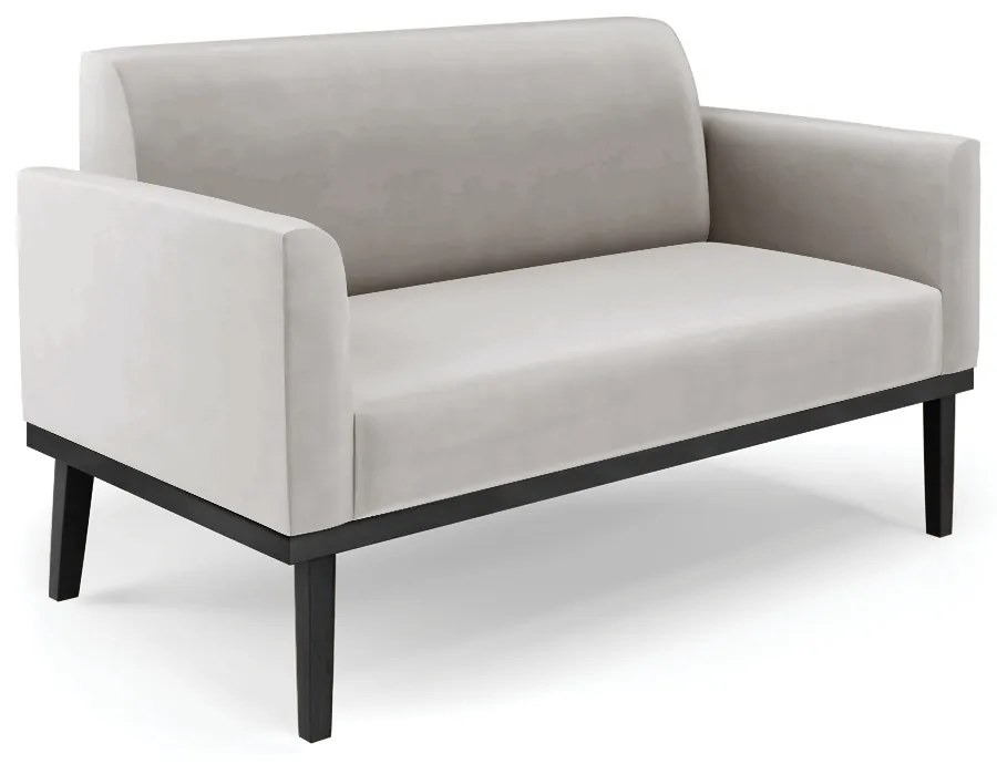 Poltrona Namoradeira Decorativa Isabella Pés Fixo em Madeira Preto Veludo Cinza G19 - Gran Belo