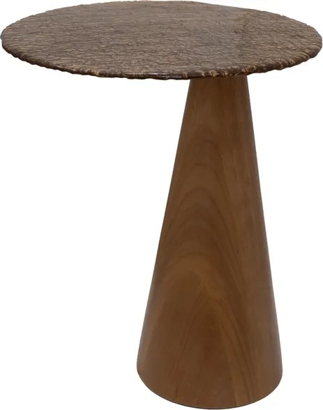 Mesa De Apoio Vidro Ambar E Madeira Aurora