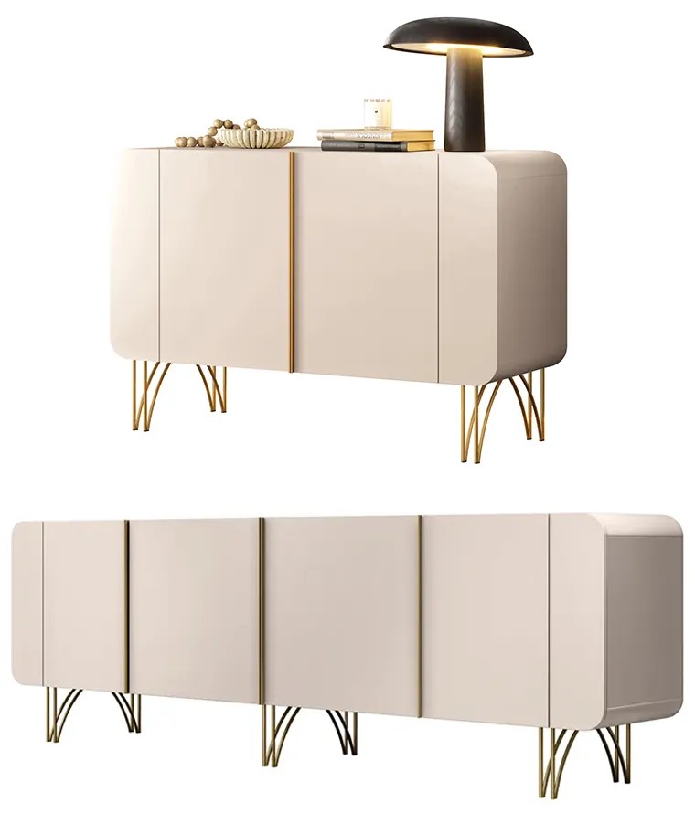 Conjunto Buffets Sala de Estar Benvenuto/Saluti Pés em Aço MDP/MDF Off White G26 - HB Móveis