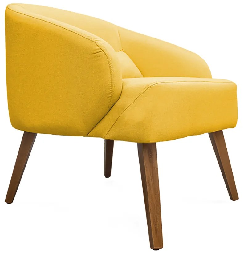 Kit 2 Poltronas Decorativas Lara Pés de Madeira Suede Amarelo - Sheep Estofados - Amarelo