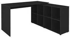 Mesa Escrivaninha em L Eron e Estante Livreiro Maly A06 Preto - Mpozen