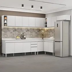 Armário de Cozinha Modulado de Canto 8 Peças CP26 Balcão com Tampo Bra