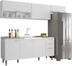 Armário de Cozinha CP03 Com Pia 180cm Pérola Z34 Branco     - Mpozenat