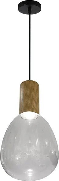 Pendente Led Amadeirado Transparente 5W 400Lm 3000K Bulle