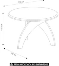 Mesa Centro Redonda 70cm Para Sala MDF Leeroy Off/Pinho A09 - Mpozenat