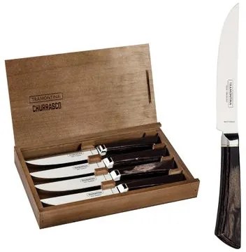Conjunto de Facas Tramontina Pampas Aço Inox e Madeira 4 Peças