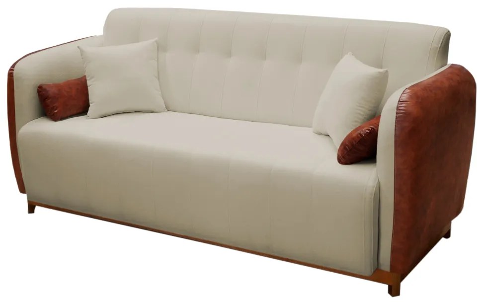 Sofá 3 Lugares Liverpool 1,90 m Compose Corino Ocre/Nude - Decorar Estofados