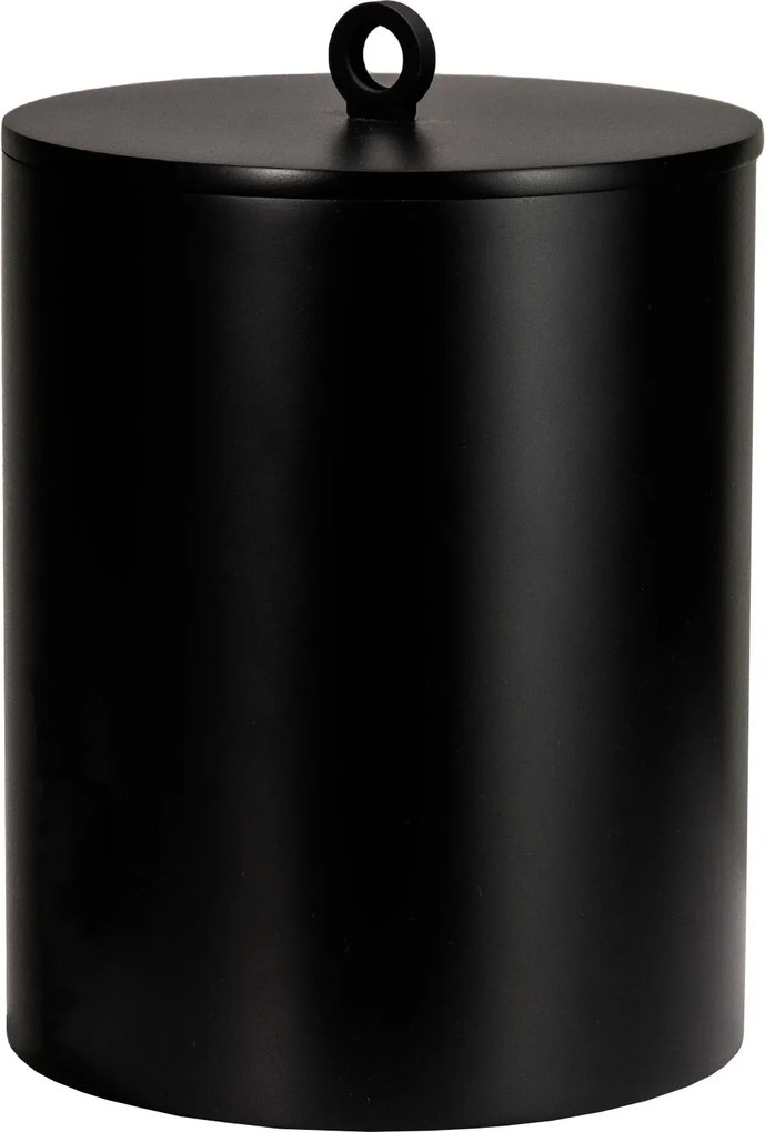 Lixeira de Piso Redonda Puxador Ello Resina Preto Fosco Black Matte