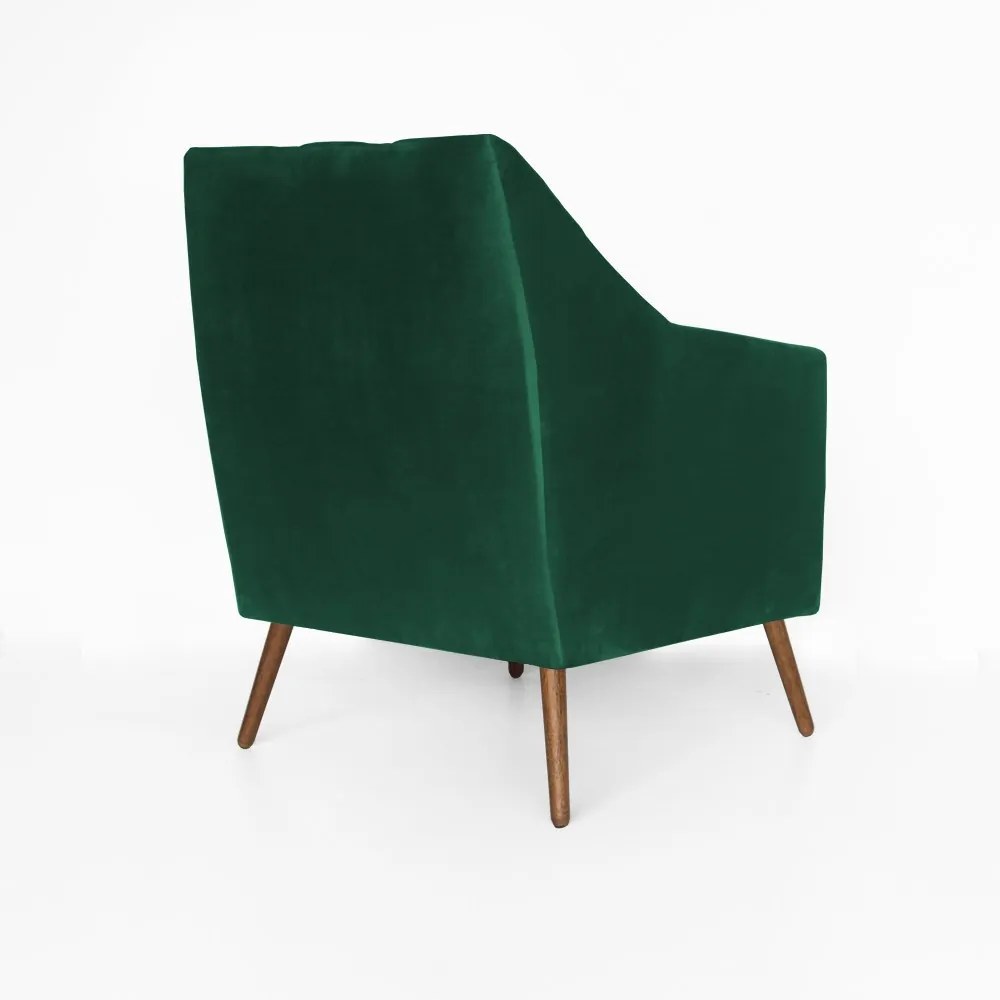 Poltrona Atena Decorativa Botonê Pés Palito Veludo Verde Bandeira