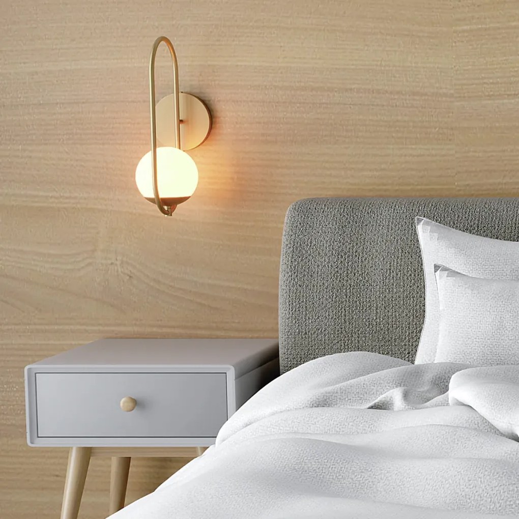 Arandela Elo 12X16X35Cm Aluminio E Globo 01Xg9 - Qimporta Ar2302 (CHAMPANHE / DOURADO BRILHO)