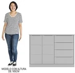 Jogo de Quarto Infantil Guarda Roupa e Cômoda Pérola Cinza - Phoenix