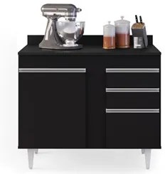 Armário Aéreo Indiana e Balcão Gabinete 100cm Luziania Preto - Lumil M