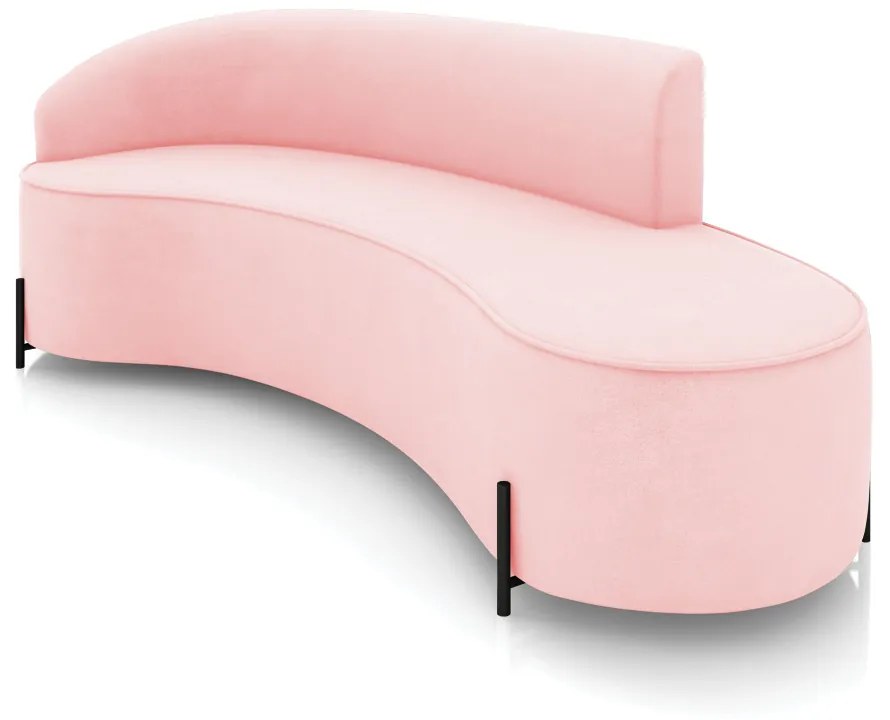 Sofá 4 Lugares Orgânico 220cm Pé Ferro Preto Morgan Suede - Rosa Bebê
