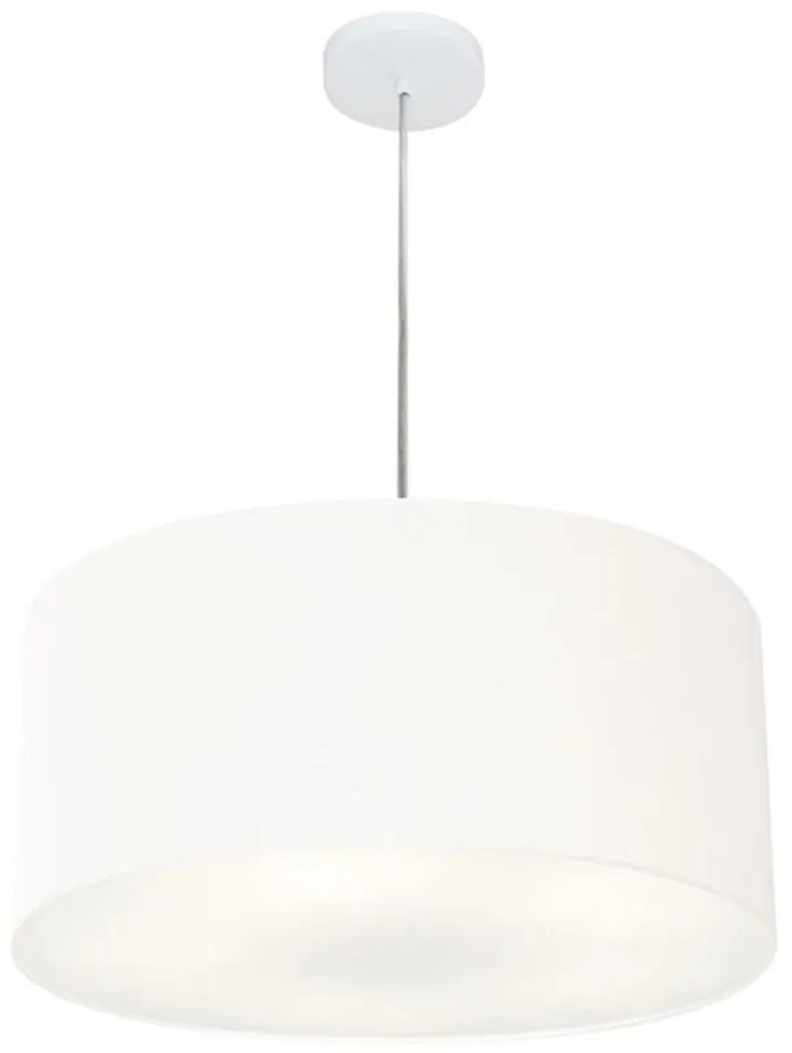 Lustre Pendente Cilíndrico Md-4049 Cúpula em Tecido 50x21cm Branco - Bivolt