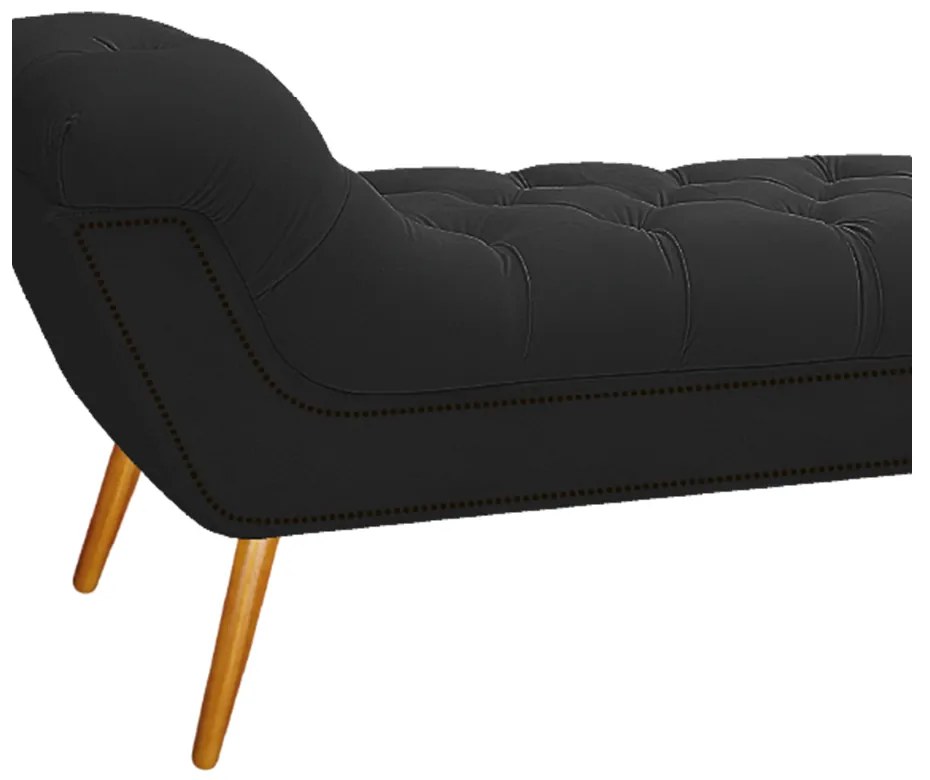 Calçadeira Estofada Veneza 160 cm Queen Size Suede Preto - ADJ Decor