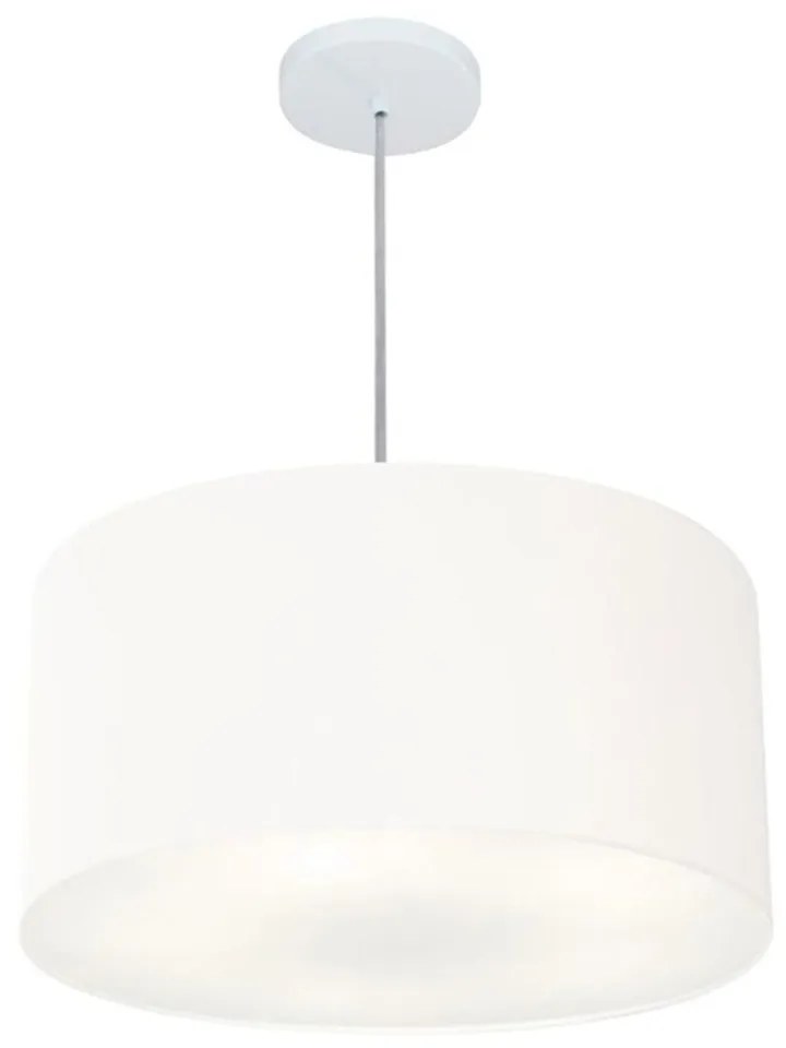 Lustre Pendente Cilíndrico Md-4242 Cúpula em Tecido 45x25cm Branco - Bivolt