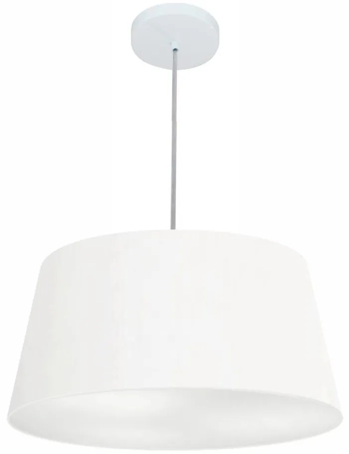 Lustre Pendente Cone Md-4050 Cúpula em Tecido 21/50x40cm Branco - Bivolt