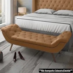 Puff Recamier Calçadeira 160cm Pés Palito Madeira Venêto Z37 Sintético