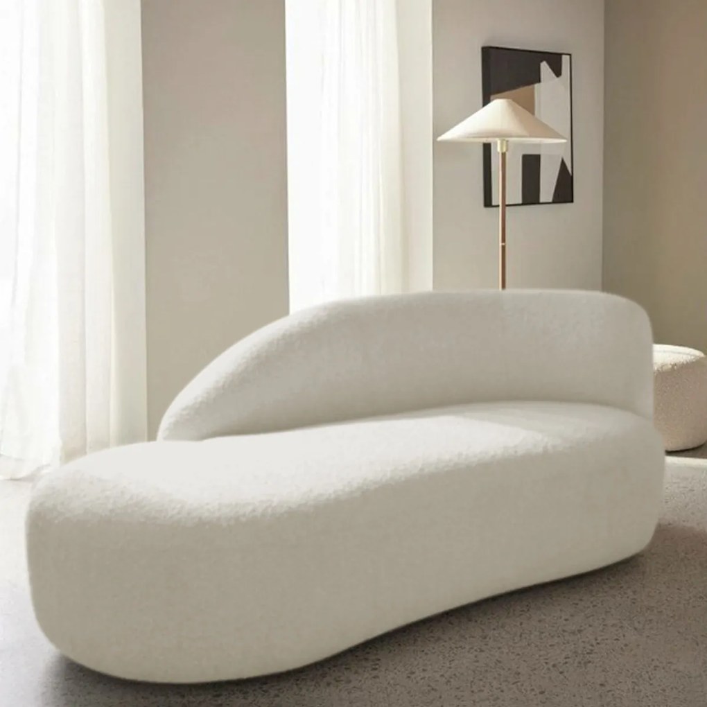 Divã Recamier Curvo Luna 140cm Lado Esquerdo Bouclé - ADJ Decor