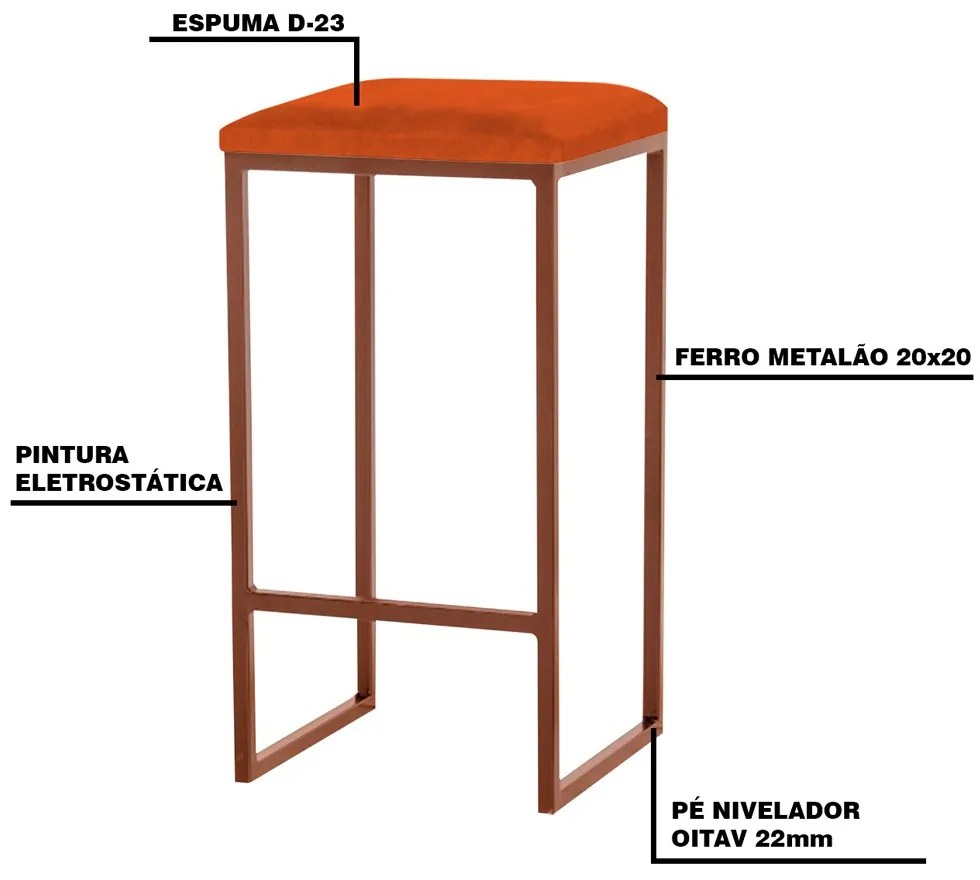 Banqueta Decorativa Billie Base Bronze Suede Telha G41 - Gran Belo