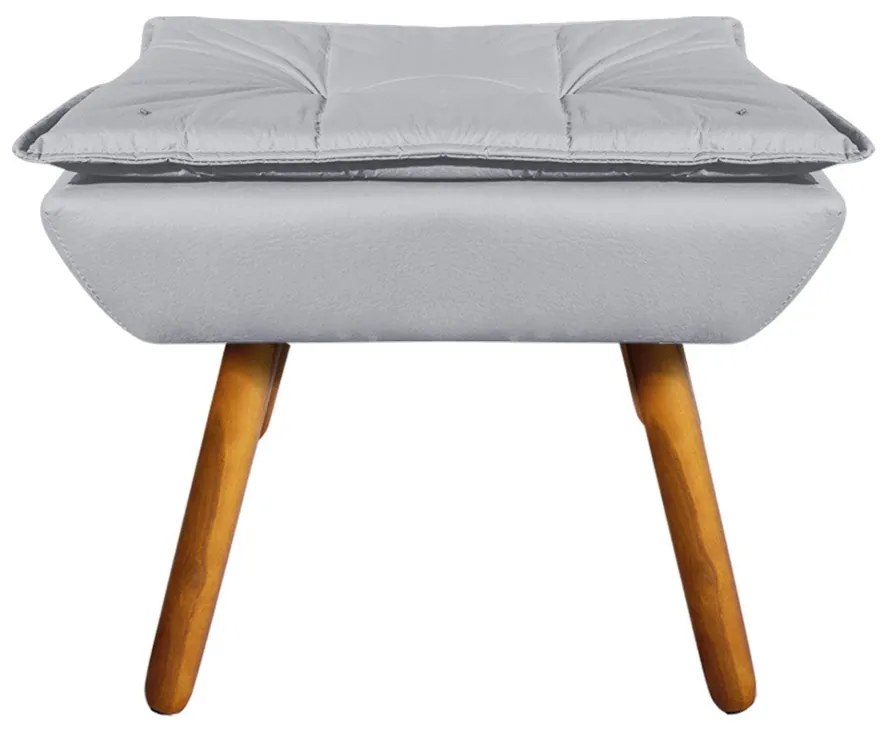 Puff Decorativo Opala Corino Pés Palito Castanho - D'Rossi - Cinza