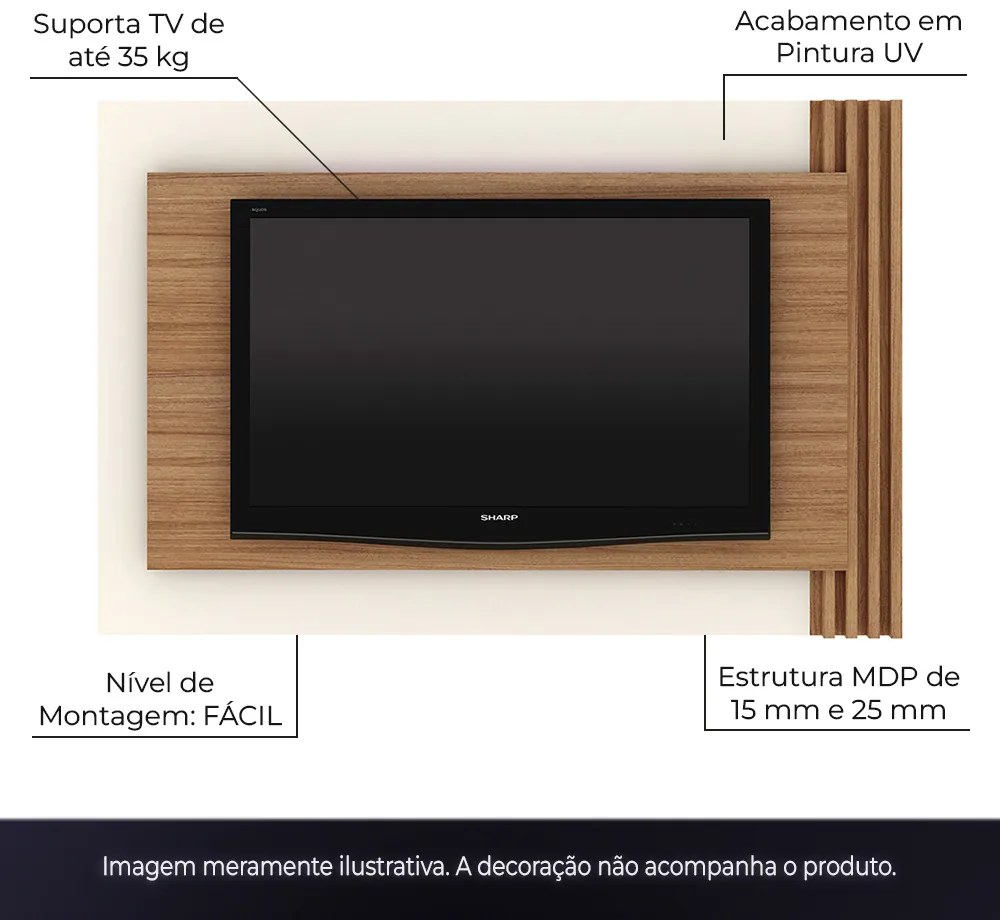 Painel Home para TV até 65 Sala de Estar PL3001 Natural/Off White G69 - Gran Belo