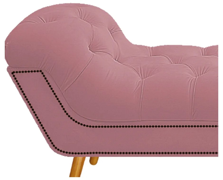 Calçadeira Estofada Veneza 195 cm King Size Suede Rosa Bebê - ADJ Decor