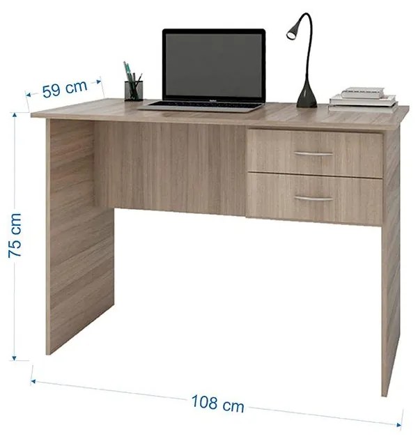 Mesa Escrivaninha Escritório Home 2 Gavetas Marrom Montana