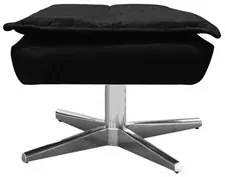 Puff Decorativo Sala de Estar Base Giratória Cromada Opla Suede Preto