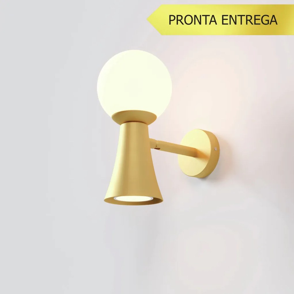 Arandela Cone 10X18,5X18,7 Aluminio E Globo Ø10Cm 01Xmr16 + 01Xg9 - Qi... (BRANCO)