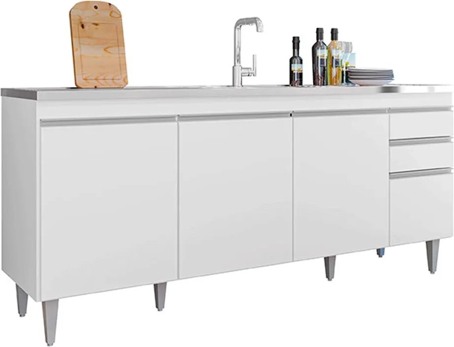 Balcão de Cozinha para Pia Apex MDP/BP Branco G96 - Gran Belo