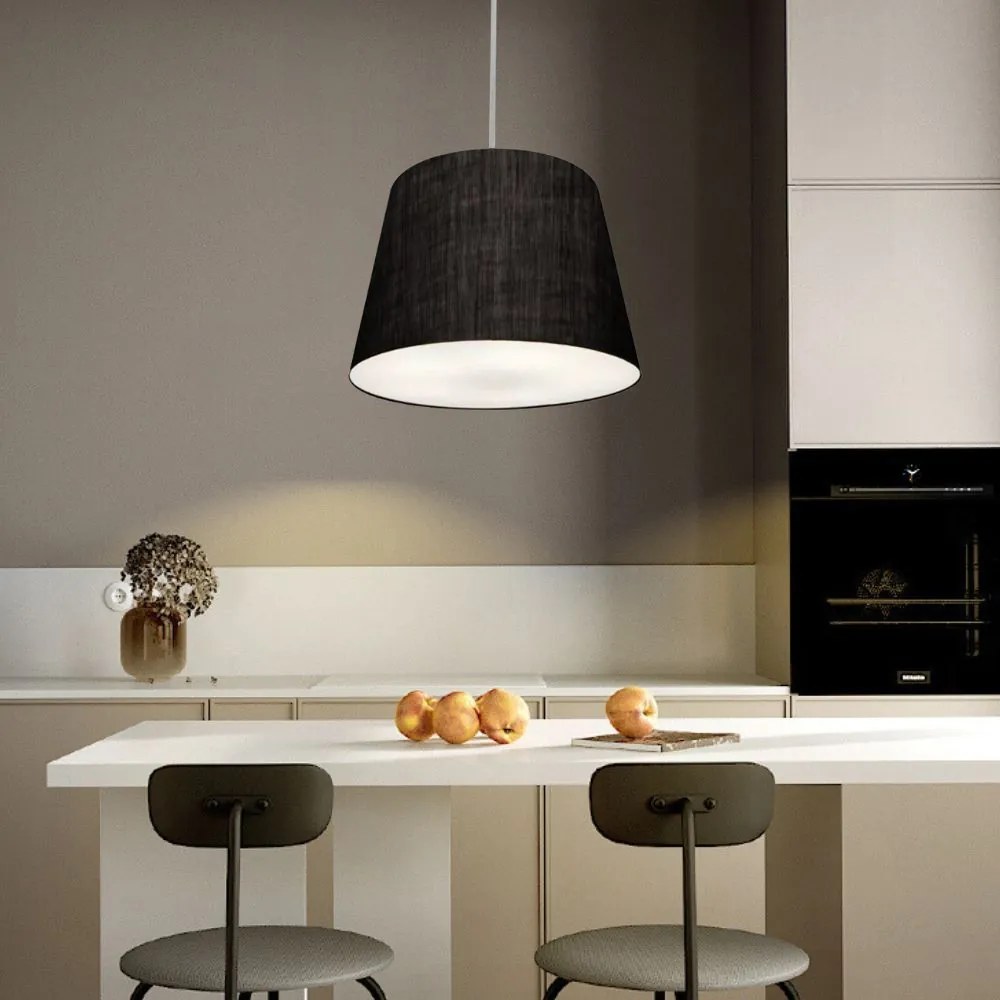 Lustre Pendente Cone Md-4155 Cúpula em Tecido 30/40x30cm Preto - Bivolt