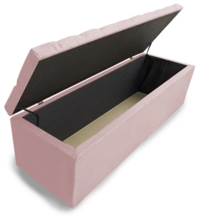 Calçadeira Baú Casal King 195cm Nicole Capitonê Suede Rosa Bebê - Sheep Estofados - Rosa