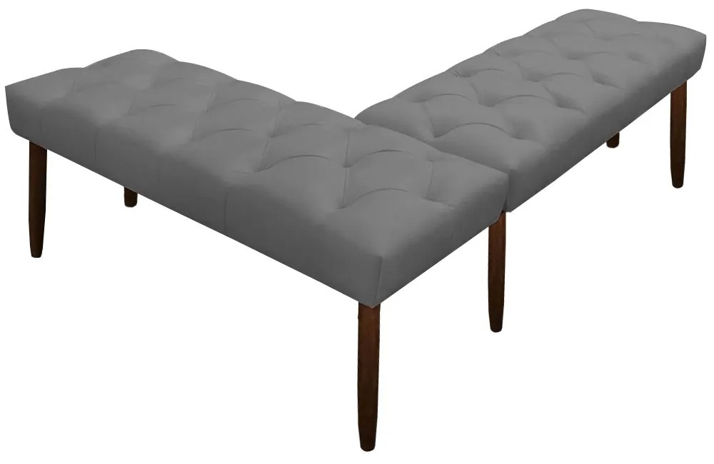 Banco de Canto Estofado Sira Suede Pés Palito Castanho C05 - D'Rossi - Cinza