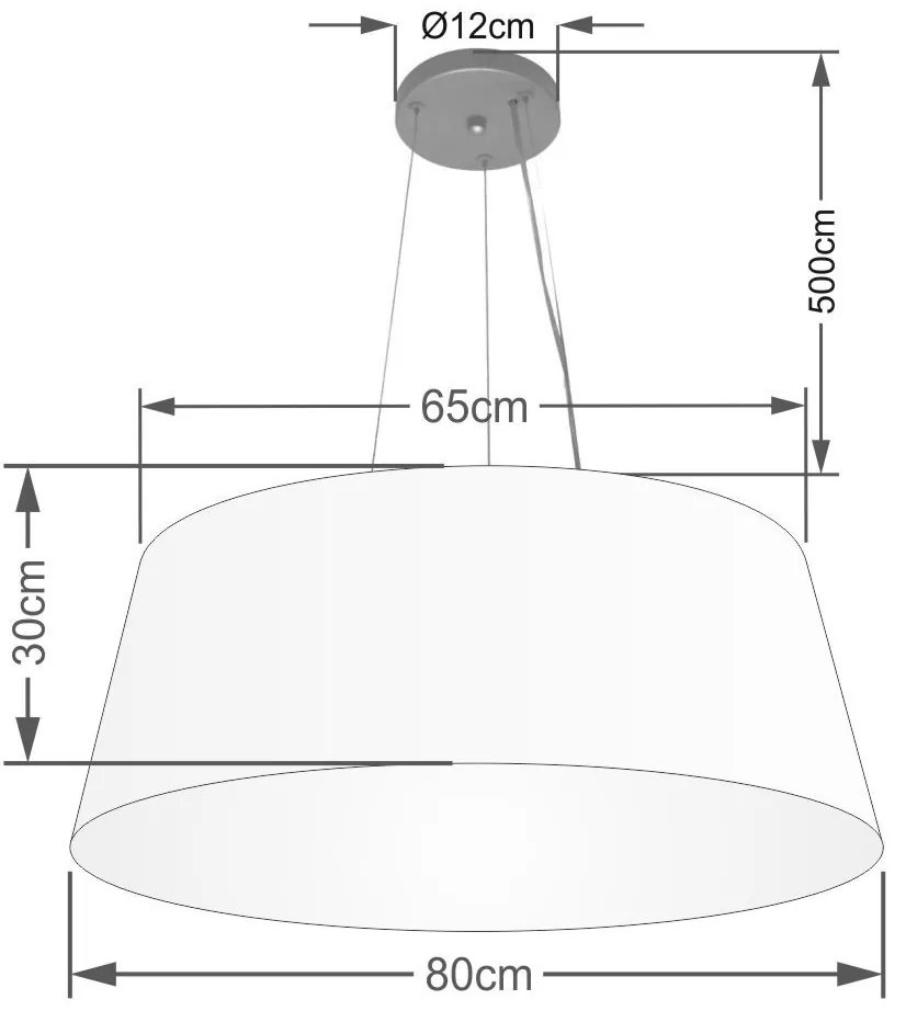 Lustre Pendente Cone Vivare Md-4072 Cúpula em Tecido 30/80x65cm - Bivolt