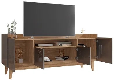 Rack Adria 1.60 Cinza Perola/Noce - Casa D Móveis