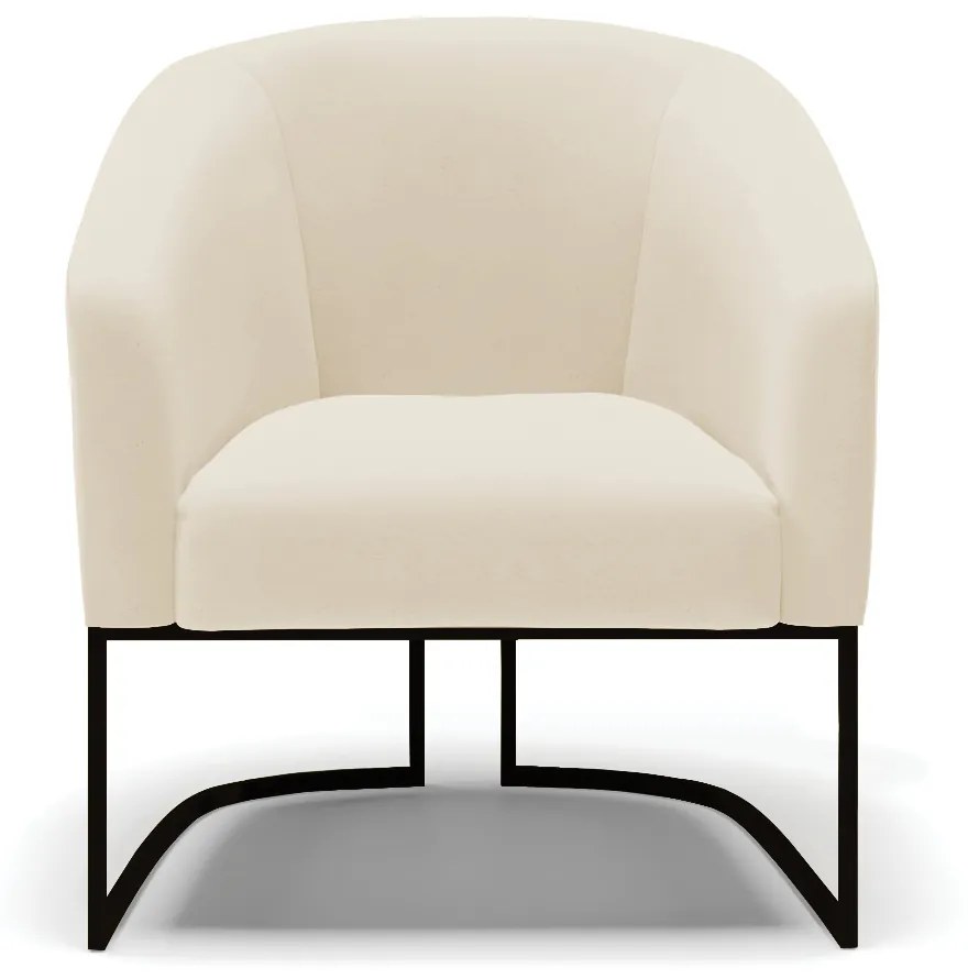 Poltrona Decorativa Industrial Preto Stella Linho Bege D03 - D'Rossi