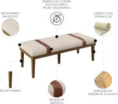 Recamier Puff Estofado King 193cm Shiva Boucle Bege Z04 - Mpozenato