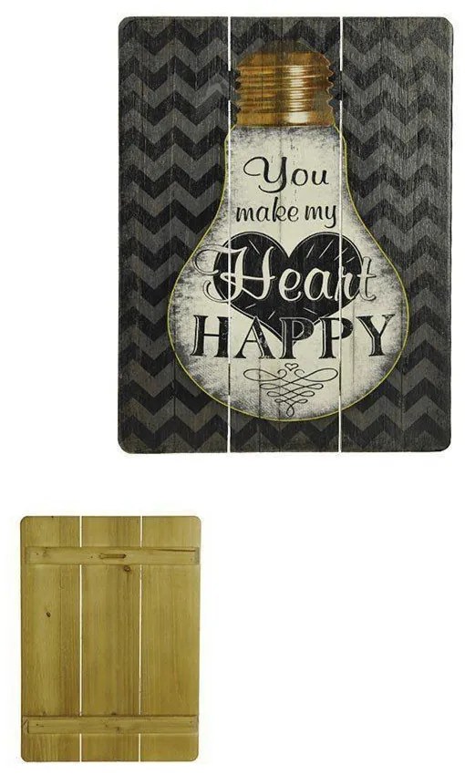 Quadro Decorativo MDF Happy Colorido 30x40  cm - D'Rossi