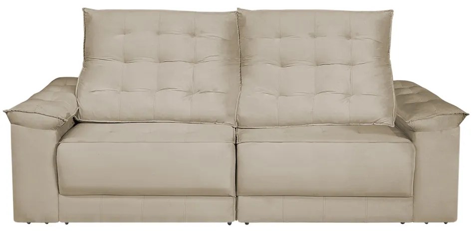 Sofá Retrátil e Reclinável Living Maittê 2,50m Veludo Nude