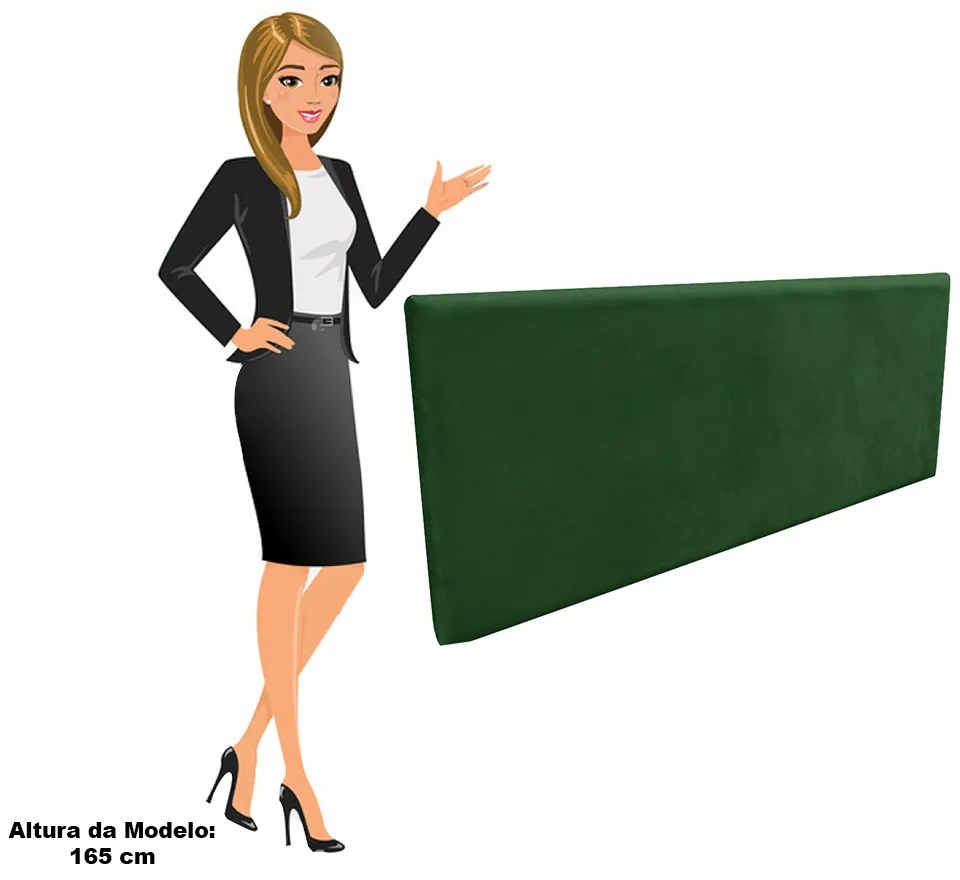 Cabeceira Solteiro Cama Box 90cm Painel Clean Suede M11 - D'Rossi - Verde